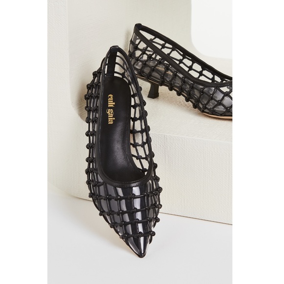 cult gaia Shoes - Cult Gaia Kenny Goatskin Woven PVC Pumps